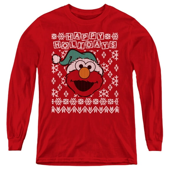 Sesame Street Elmo Ugly Christmas Kids Long Sleeve T shirt for Youth Boys and Girls