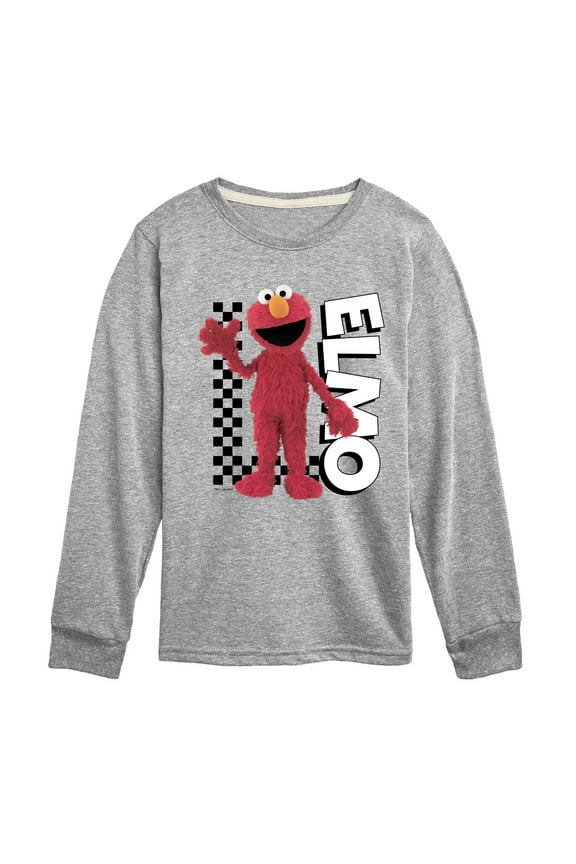 - Elmo With Checkered Pattern - Toddler and Youth Long Sleeve T-Shirt
