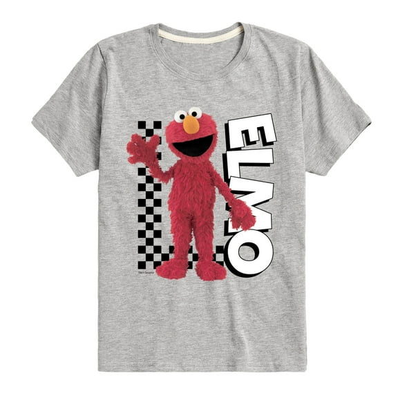Sesame Street - Elmo With Checkered Pattern - Toddler and Youth Short Sleeve Graphic T-Shirt