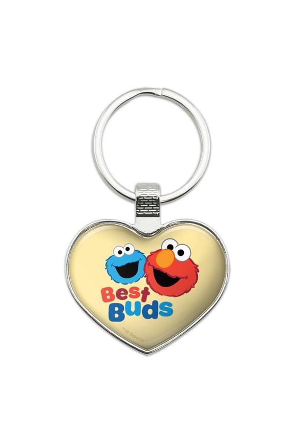 Sesame Street Elmo and Cookie Monster Best Buds Keychain Heart Love Metal Key Chain Ring