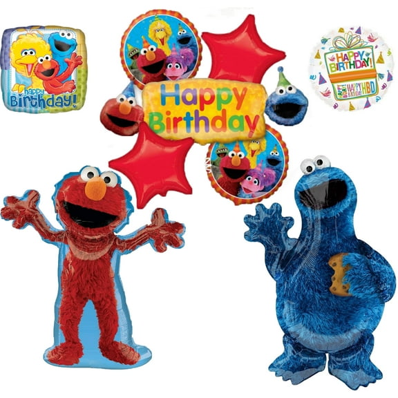 Sesame Street Elmo and Cookie Monster Birthday Party Supplies Balloon Bouquet Decorations