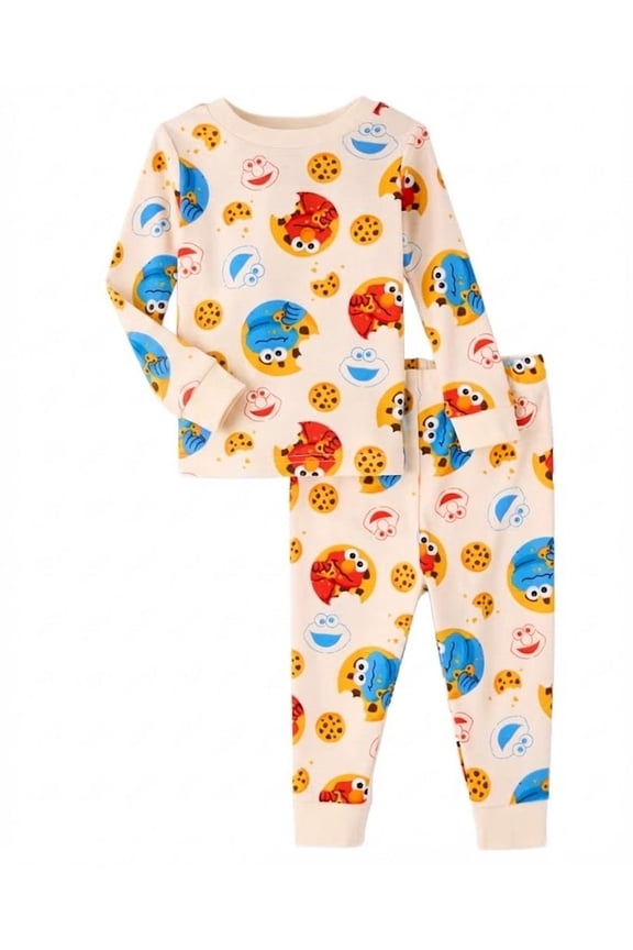 Elmo and Cookie Monster Chocolate Chip Cookies Cotton Pajama Set, Size 2T