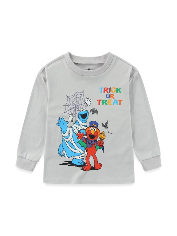 Elmo and Cookie Monster Halloween Crewneck Pullover Sweatshirt (Boys), Sizes 18M-2T