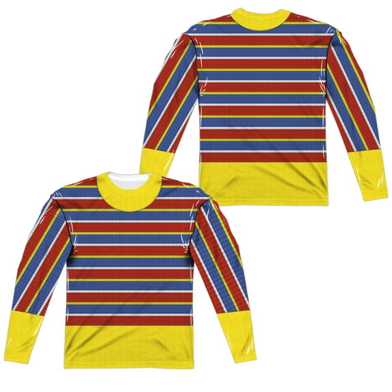 Sesame Street - Ernie Costume (Front/Back Print) - Regular Fit Long Sleeve Shirt - Large