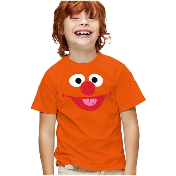 Sesame Street Ernie Crayon Sketch Kids T Shirt for Youth Boys and Girls, Orange, Large