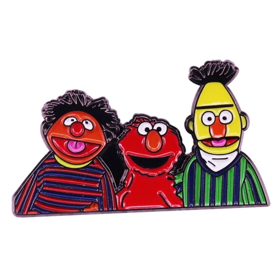 Sesame Street Ernie Elmo And Bert 1.5 Inches Wide Enamel Metal Pin