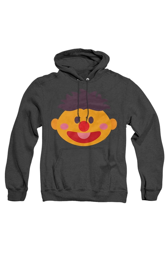 Ernie Kawaii Face Unisex Adult Pull-Over Heather Hoodie, Black Heather, Small