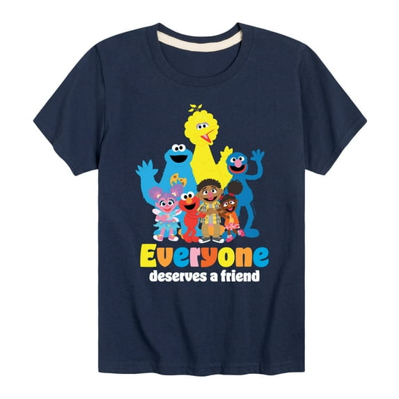 Sesame Street - Everyone Deserves A Friend - Toddler and Youth Short Sleeve Graphic T-Shirt
