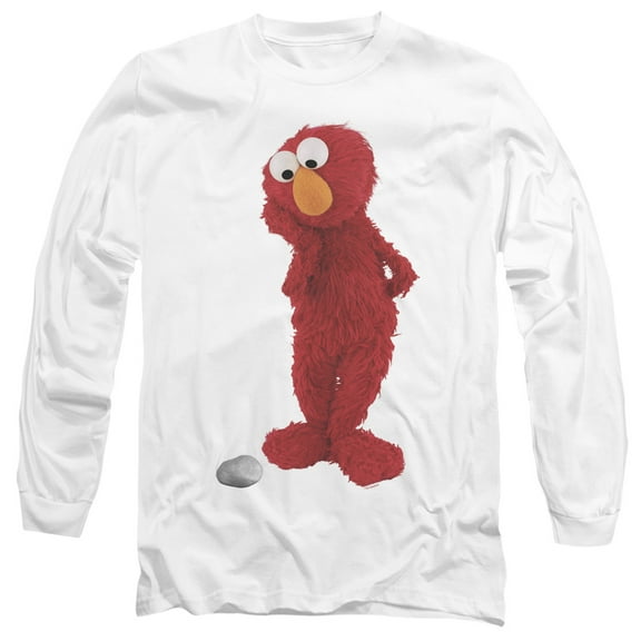 Sesame Street Existential Elmo and Rocco Unisex Adult Long-Sleeve T Shirt, White, 2X-Large