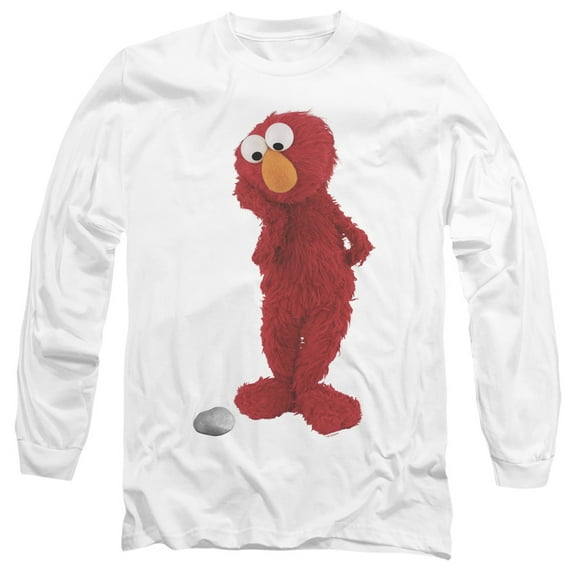 Sesame Street Existential Elmo and Rocco Unisex Adult Long-Sleeve T Shirt, White, Small