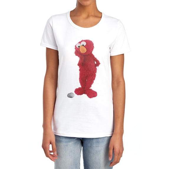 Sesame Street Existential Elmo and Rocco Women's T Shirt, White, Large