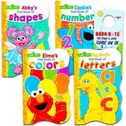 Sesame Street First Books Series; Big Birds Letters, Abbys Shapes, Elmos Colors, Cookies Numbers [Board Book Hardcovers, 4 Books]