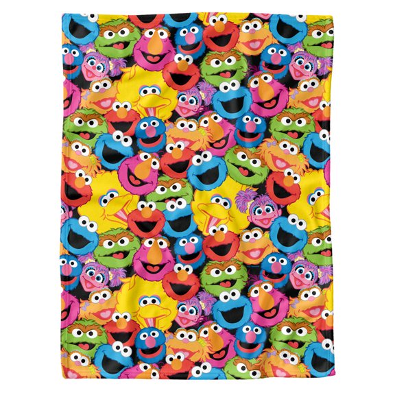 Sesame Street Fleece Baby Blanket, 30'x40', Character Head Collage, Unisex for Girls & Boys, Infants/Toddlers