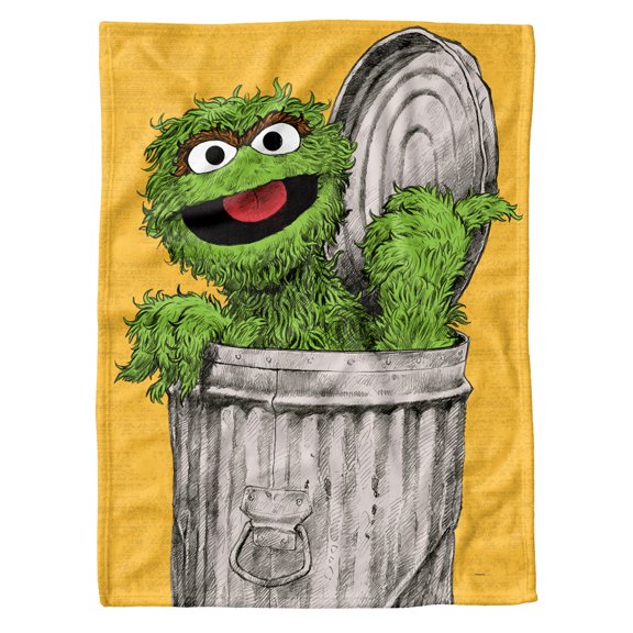Sesame Street Fleece Baby Blanket, 30'x40', Oscar Painted, Unisex for Girls & Boys, Infants/Toddlers