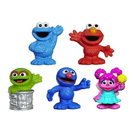 Sesame Street Friends Grover, Elmo, Cookie Monster, Oscar the Grouch, & Abby Cadabby Figures 2 1/2"