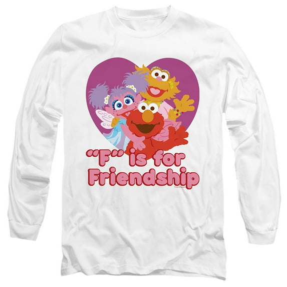 Sesame Street Friendship Long Sleeve Adult 18/1 T-Shirt White