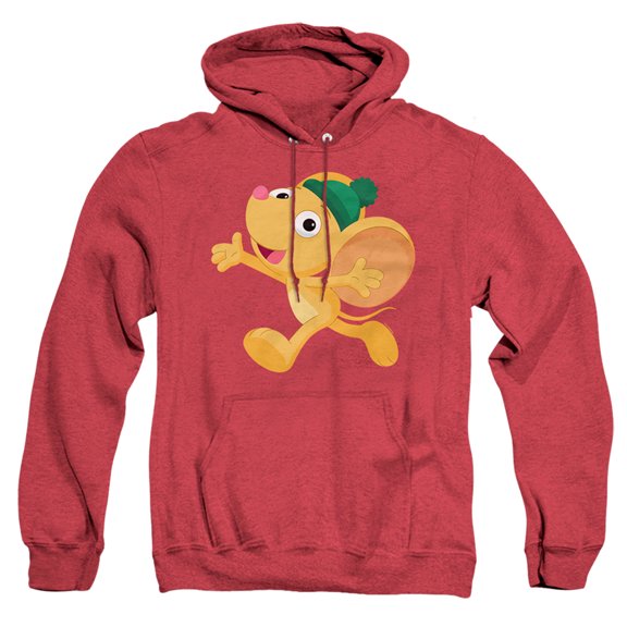 Sesame Street Furry Friend, Little Mouse Unisex Adult Pull-Over Heather Hoodie,Red, Small