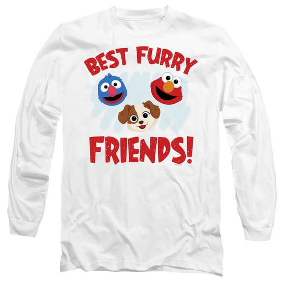Sesame Street Furry Friends Forever Best Furry Friends Unisex Adult Long-Sleeve T Shirt, Best Furry Friends, Large