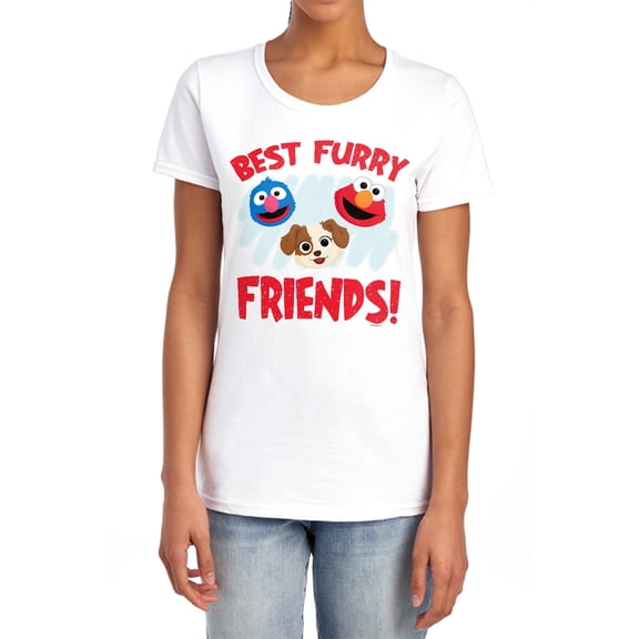 Sesame Street Furry Friends Forever Best Furry Friends Women's T Shirt, Best Furry Friends, X-Large