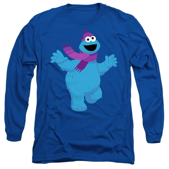 Sesame Street Furry Friends Forever! Cookie Monster Unisex Adult Long-Sleeve T Shirt (Medium) Royal Blue
