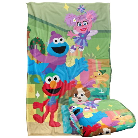 Sesame Street Furry Friends Forever Elmo Abby Cookie Monster Presents Kids Silky Touch Blanket, 36'x58'