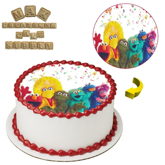 Sesame Street Gang 8" Round Edible Cake Topper ~ Can be used on 8", 9" or 10" Cakes