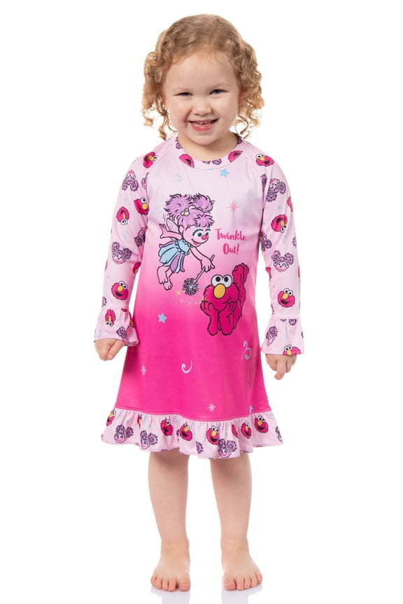 Sesame Street Toddler Girls' Nightgown Twinkle Out Elmo Abby Cadabby Sleep Pajama Dress Sleepwear