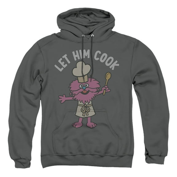 Sesame Street Gonger Let Him Cook Adult Pull-Over Hoodie, Charcoal, 2X-Large