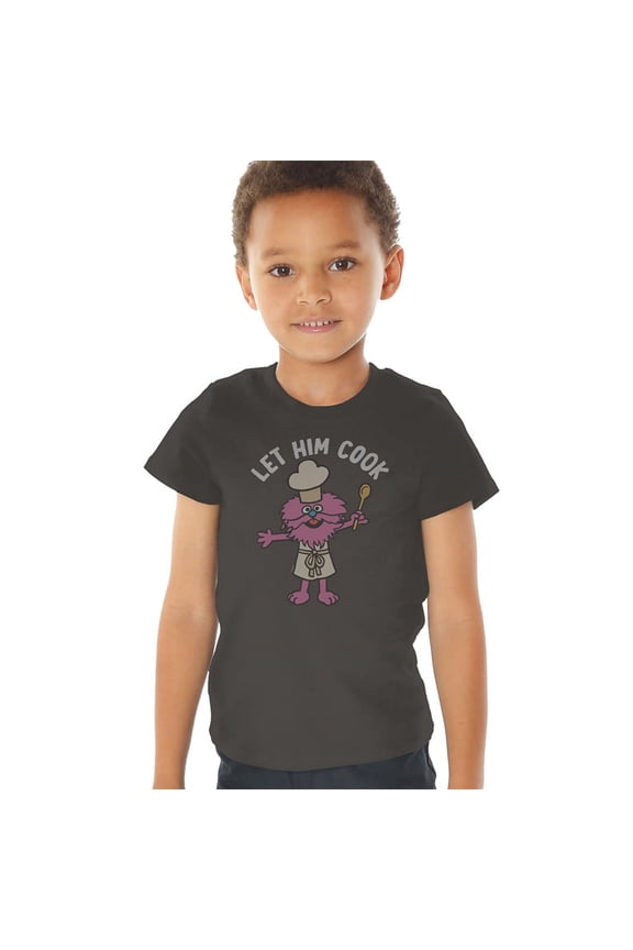 Gonger Let Him Cook Kids T Shirt (2) for Toddler Boys and Girls, Charcoal