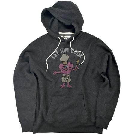 Sesame Street Gonger Let Him Cook Unisex Adult Slim Fit Pull-Over Heather Hoodie, Charcoal, Small