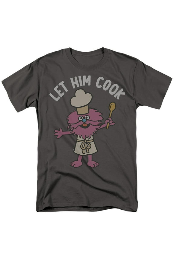 Sesame Street Gonger Let Him Cook Unisex Adult T Shirt, Charcoal, 2X-Large