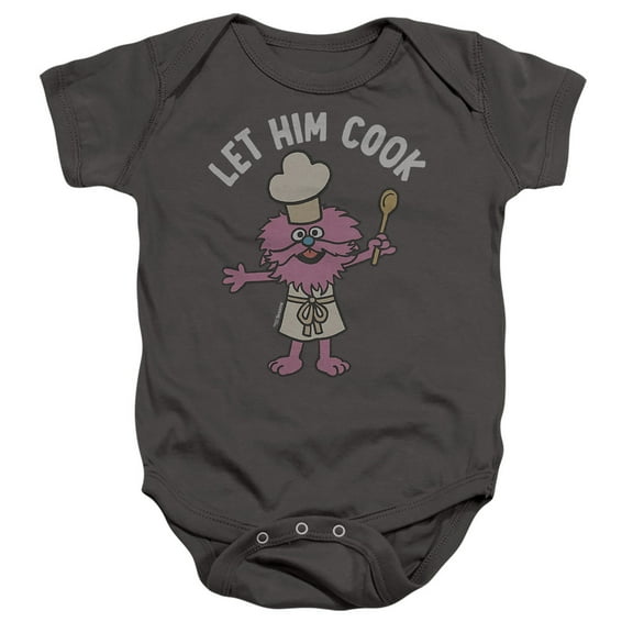 Sesame Street Gonger Let Him Cook Unisex Infant Snap Suit for Baby, Charcoal, Medium