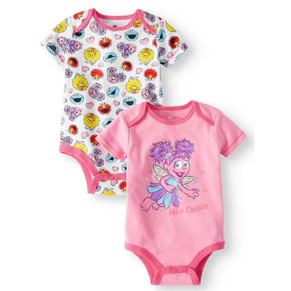 Sesame Street Graphic Bodysuits, 2-pack (Baby Girls)