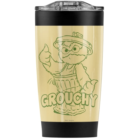 Sesame Street/Grouchy Stainless Steel Tumbler 20 oz Coffee Travel Mug/Cup, Vacuum Insulated & Double Wall with Leakproof Sliding Lid | Great for Hot Drinks and Cold Beverages