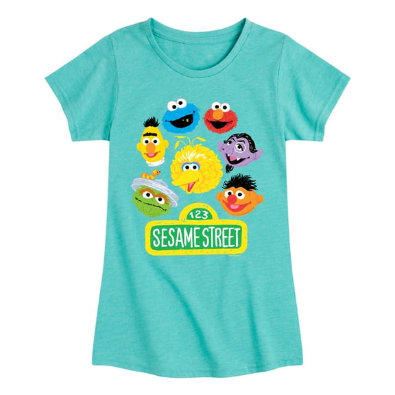 Sesame Street - Group - Girls Fitted Short Sleeve Graphic T-Shirt