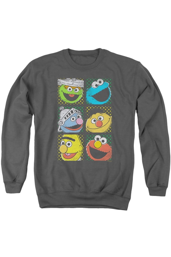 Sesame Street - Group Squares - Crewneck Sweatshirt - Large
