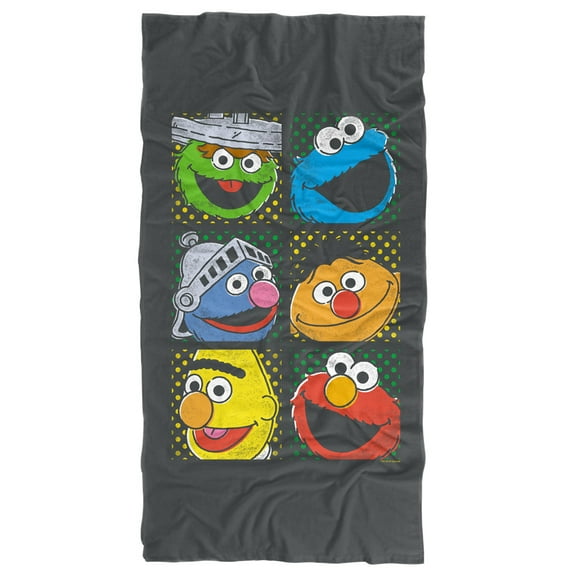 Sesame Street Group Squares Officially Licensed Beach Towel 30' X 60'