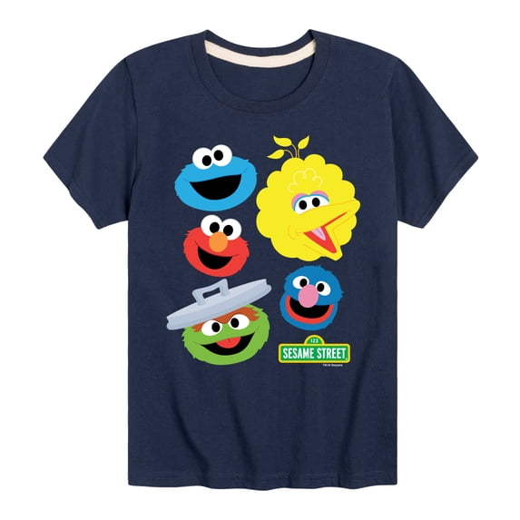 Sesame Street - Group With Logo Boys' Short Sleeve Graphic T-Shirt