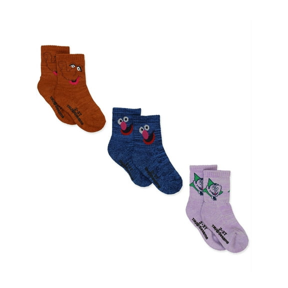 Sesame Street Grover Baby Toddler Boys Girls 3 Pack Quarter Gripper Socks SS9502