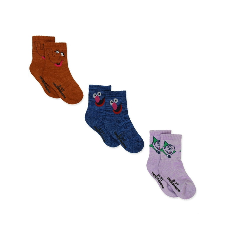 Sesame Street Grover Baby Toddler Boys Girls 3 Pack Quarter Gripper Socks  SS9502