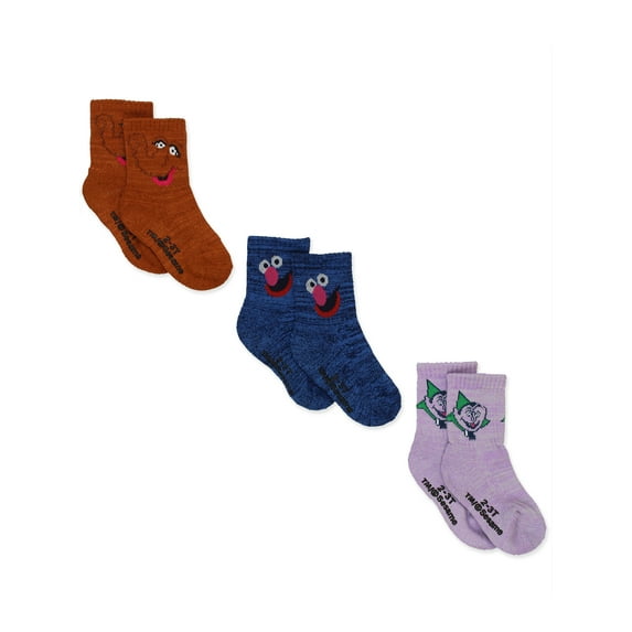 Sesame Street Grover Baby Toddler Boys Girls 3 Pack Quarter Gripper Socks SS9502