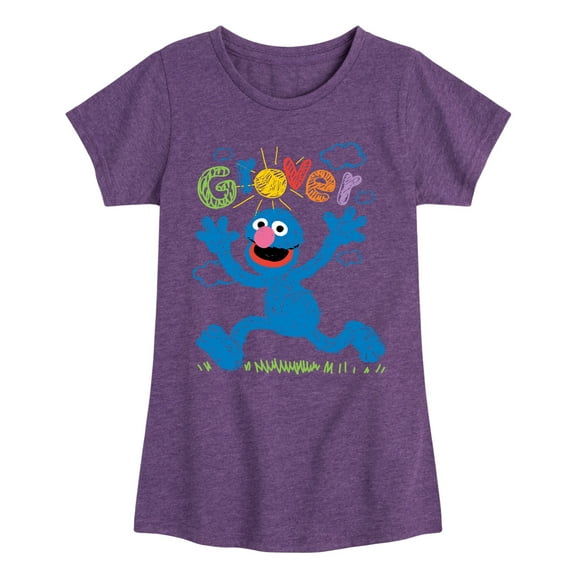 Sesame Street - Grover - Girls Fitted Short Sleeve Graphic T-Shirt