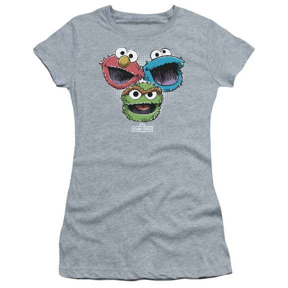 Sesame Street Halftone Heads S/S Junior Women's T-Shirt Sheer Athletic Heather