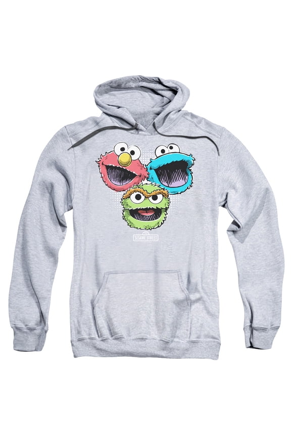 Trevco Sportswear SST148-AFTH-6 Sesame Street Halftone Heads Adult Pullover Hoodie, Athletic Heather - 3X