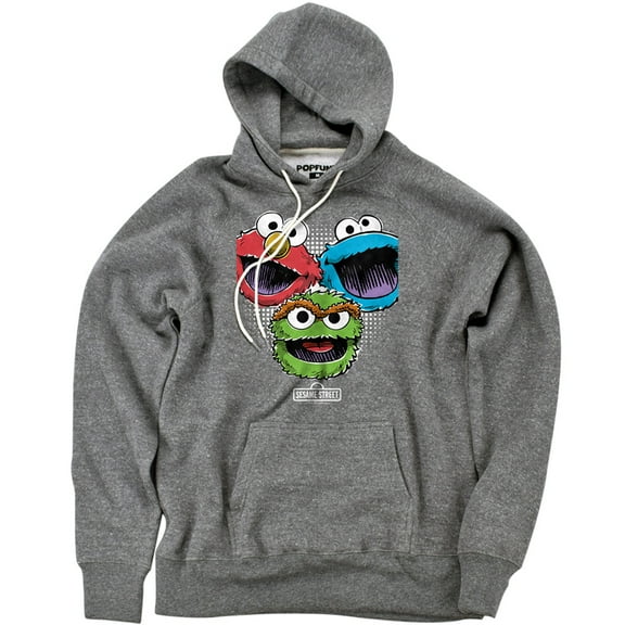 Sesame Street Halftone Heads Unisex Adult Slim Fit Pull-Over Heather Hoodie, Athletic Heather, Small