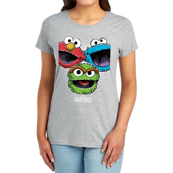 Sesame Street Halftone Heads Women's T Shirt (X-Large) Athletic Heather