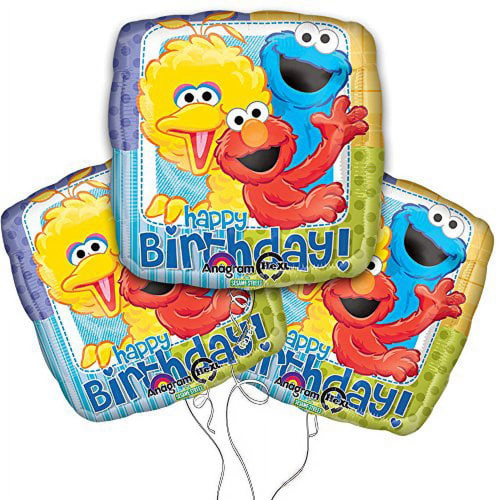 C & S PARTY SUPPLY Sesame Street Happy Birthday 18" Mylar Balloon 3pk