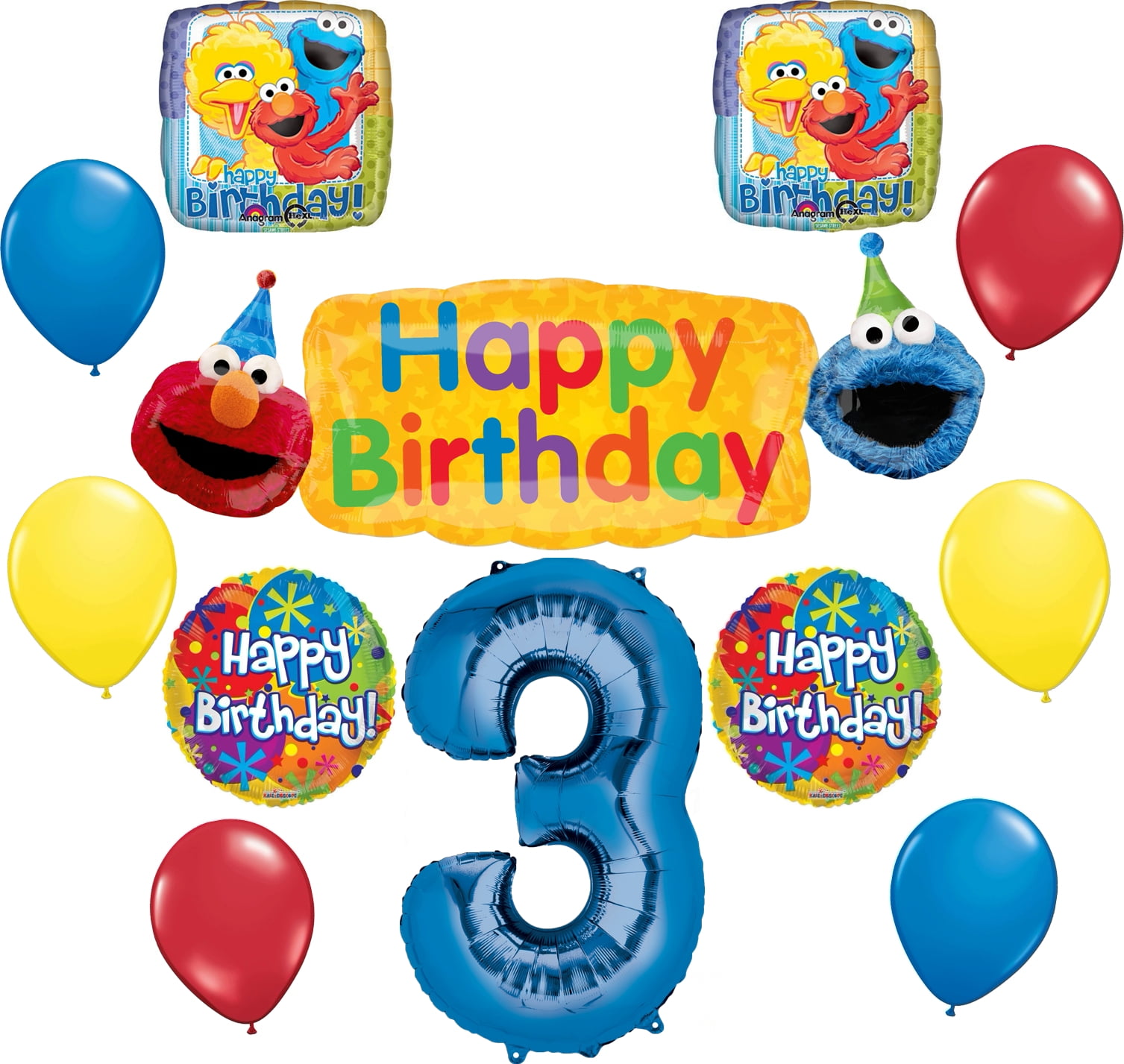C & S PARTY SUPPLY Sesame Street Happy Birthday Balloons Decoration Set, Elmo/Cookie Monster, 12 Pieces