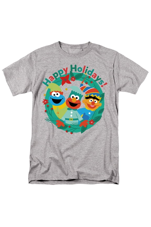 Happy Holiday Christmas Elves Unisex Adult T Shirt, Athletic Heather, X-Large