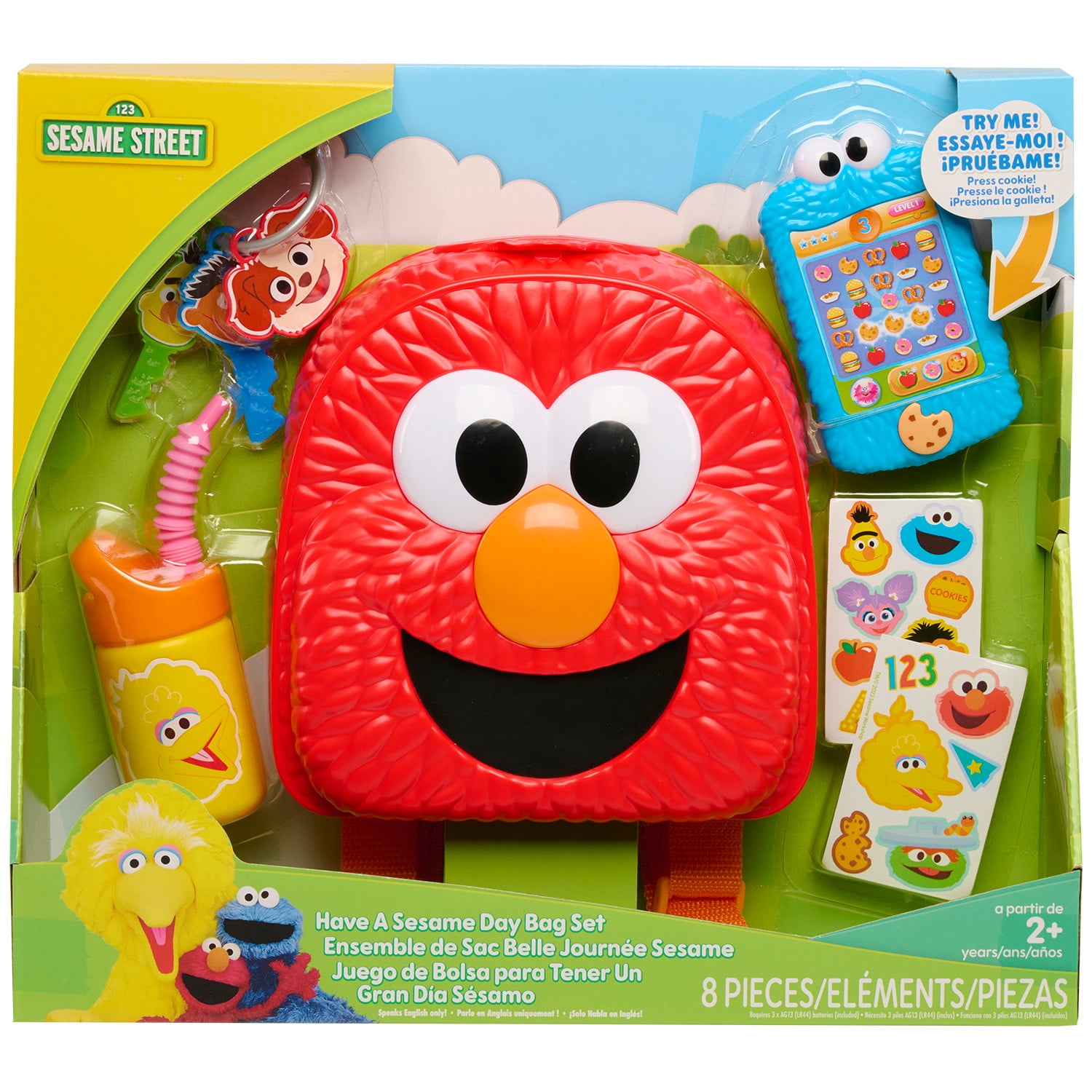 Sesame Street Elmo Toddler Phone Accessories Playset, 7-Piece Pretend Play Bag Set, Kids Toys for Ages 2 up